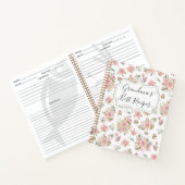 水彩ピンクローズフラワーズフローラおばあちゃんレシピ ノートブック (内部)