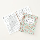 水彩ピンクローズフラワーズフローラおばあちゃんレシピ ノートブック (内部)