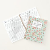 水彩ピンクローズフラワーズフローラファミリーレシピ ノートブック (内部)