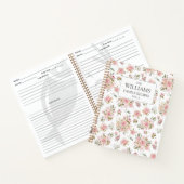 水彩ピンクローズフラワーズフローラファミリーレシピ ノートブック (内部)