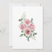 水彩ピンクローズフローラエレガントブライダルシャワー 招待状 (裏面)