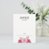 水彩ピンクローズブライダルシャワーアドバイスカード 招待状 (スタンド正面)