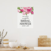 水彩ピンクローズブライダルシャワーウェルカムポスター ポスター (キッチン)