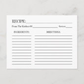 水彩ピンクローズブライダルシャワーレシピカード ポストカード (裏面)