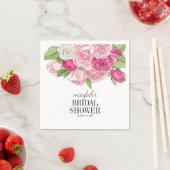 水彩ピンクローズブライダルシャワー紙ナプキン スタンダードカクテルナプキン (インサイチュ)