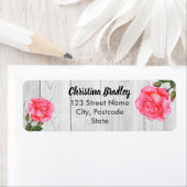 水彩ピンクローズボタニカルフローラ ラベル (インサイチュ)