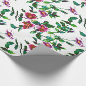 水彩ピンクローズマゼンタピンクフローラ ラッピングペーパー (角)