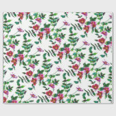 水彩ピンクローズマゼンタピンクフローラ ラッピングペーパー (フラット)