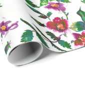 水彩ピンクローズマゼンタピンクフローラ ラッピングペーパー (ロールコーナー)