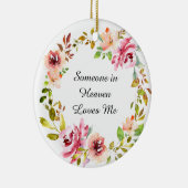 水彩ピンクローズリース記念記念 セラミックオーナメント (右)