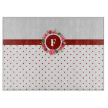 水彩ピンクローズレッドポピーリースモノグラム