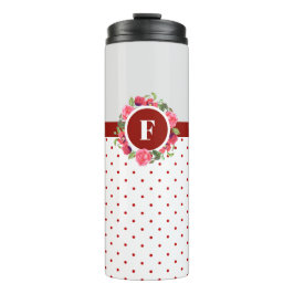 水彩ピンクローズレッドポピーリースモノグラム タンブラー