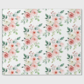 水彩ピンクローズ包装紙 ラッピングペーパー (フラット)