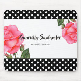 水彩ピンクローズ植物フローラア結婚ート マウスパッド