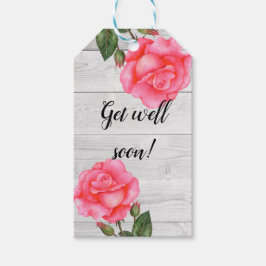 水彩ピンクローズ水玉模様が好調 ギフトタグ