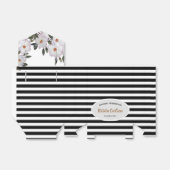 水彩ピンクローズ白黒ストライプパターン フェイバーボックス (折り畳みなし)