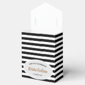 水彩ピンクローズ白黒ストライプパターン フェイバーボックス (オープン)