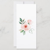 水彩ピンクローズ結婚のディナーメニュー (裏面)