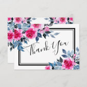 水彩ピンクローズ結婚ズサンキューカード 招待状 (正面/裏面)