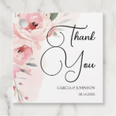 水彩ピンクローズ結婚ズスクエア フェイバータグ (正面)