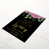 水彩ピンクローズ結婚ズフォイル招待状 箔招待状 (回転した状態)