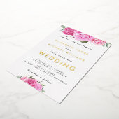 水彩ピンクローズ結婚ズフォイル招待状 箔招待状 (回転した状態)