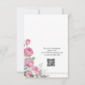 水彩ピンクローズ結婚ズ 出欠カード (裏面)