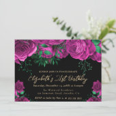水彩ピンクローズ21歳の誕生日 招待状 (スタンド正面)