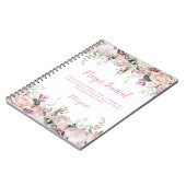 水彩ピンクローズ&グリーン祈りの言葉ジャーナル ノートブック (左側)