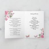 水彩ピンクローズ&バタフライ葬儀プログラム プログラム (内部)