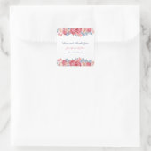 水彩ピンクローズ&ブルーフラワーシック結婚ズ スクエアシール (バッグ)