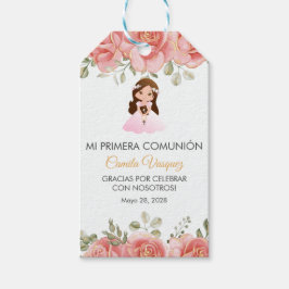 水彩ピンクローゼキュートプリメラ組合 ギフトタグ