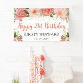 水彩ピンクローゼズボホバースデーパーティー 横断幕 (インサイチュ)