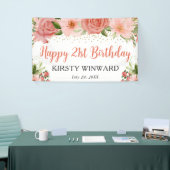 水彩ピンクローゼズボホバースデーパーティー 横断幕 (トレードショー)