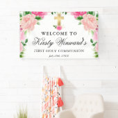 水彩ピンクローゼファースト聖餐式 横断幕 (インサイチュ)