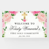 水彩ピンクローゼファースト聖餐式 横断幕 (横)