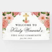 水彩ピンクローゼファースト聖餐式 横断幕 (横)