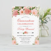 水彩ピンクローゼフラワーズキンセアニェラ 招待状 (スタンド正面)