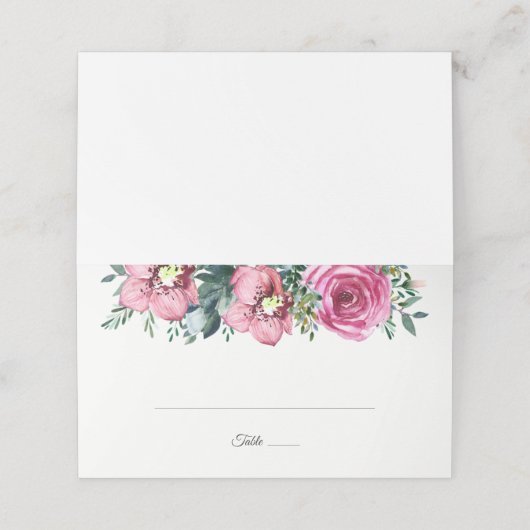水彩ピンクローゼランズフローラ結婚ズ プレイスカード (外部開封)