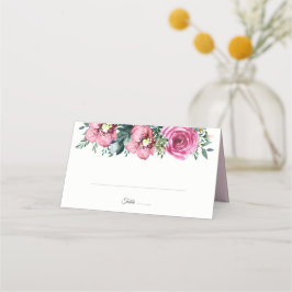 水彩ピンクローゼランズフローラ結婚ズ プレイスカード