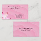 水彩ピンクロータスフラワーマッサージセラピスト 名刺 (正面/裏面)