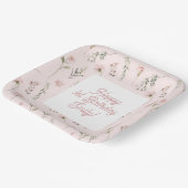 水彩ピンクワイルドフラワー恋しく思オネダーランド ペーパープレート (傾斜あり)