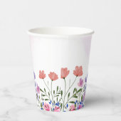 水彩ピンクワイルドフラワー春の好意 紙コップ (右)