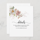 水彩ピンクワイルドフラワー結婚フローラ詳細 エンクロージャーカード (正面/裏面)