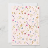 水彩ピンクワイルドフラワー赤面ベビーガールシャワー 招待状 (裏面)