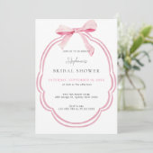 水彩ピンク優美なリボンブライダルシャワー 招待状 (スタンド正面)