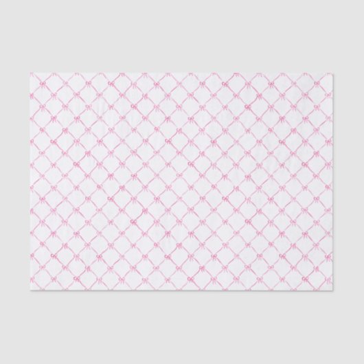 水彩ピンク名門私立校風のリボン弓パターン 薄葉紙 (正面)