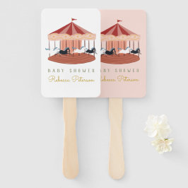 水彩ピンク回転木馬ベビーシャワーハンドファン ハンドファン