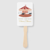 水彩ピンク回転木馬ベビーシャワーハンドファン ハンドファン (正面)