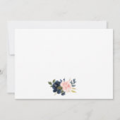 水彩ピンク埃っぽい青フローラ-サイズを選択- ノートカード (裏面)